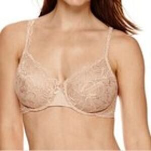 Bali Bra Womens 34DD Nude Tan Lift Lace Full Coverage Feminine Sexy Neutral
